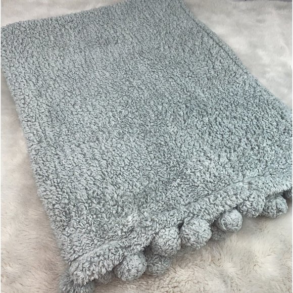Pottery Barn Bedding Pottery Barn Gray Cozy Pom Throw Blanket